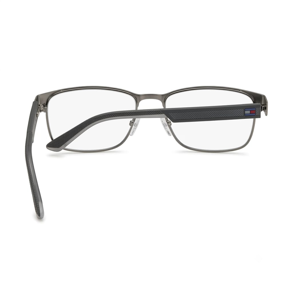 Armação de Óculos de Grau Masculino Quadrado Metal Grafite - Imagem 2